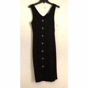 Black Ribbed V-neck Bodycon Dress